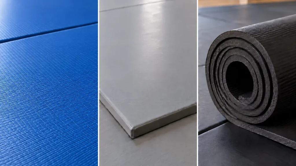 Comparison of tatami, smooth PVC, and foam roll mat textures