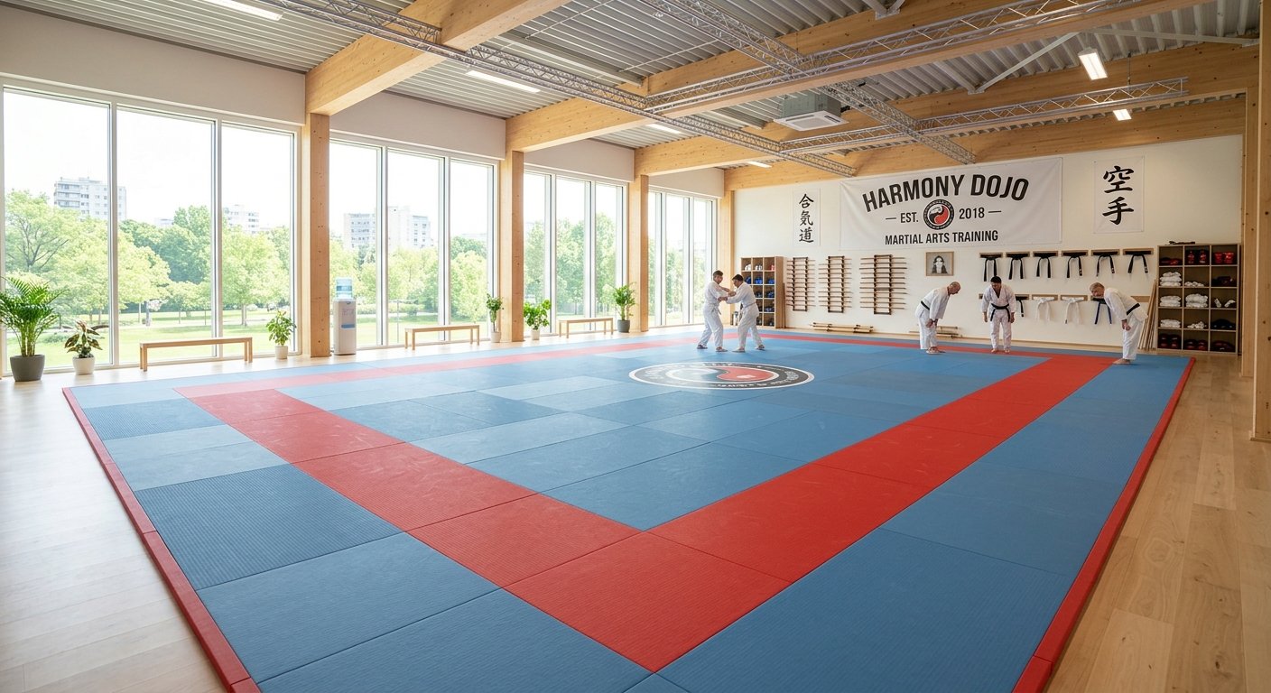 Seamless custom martial arts mat installation in a modern training facility